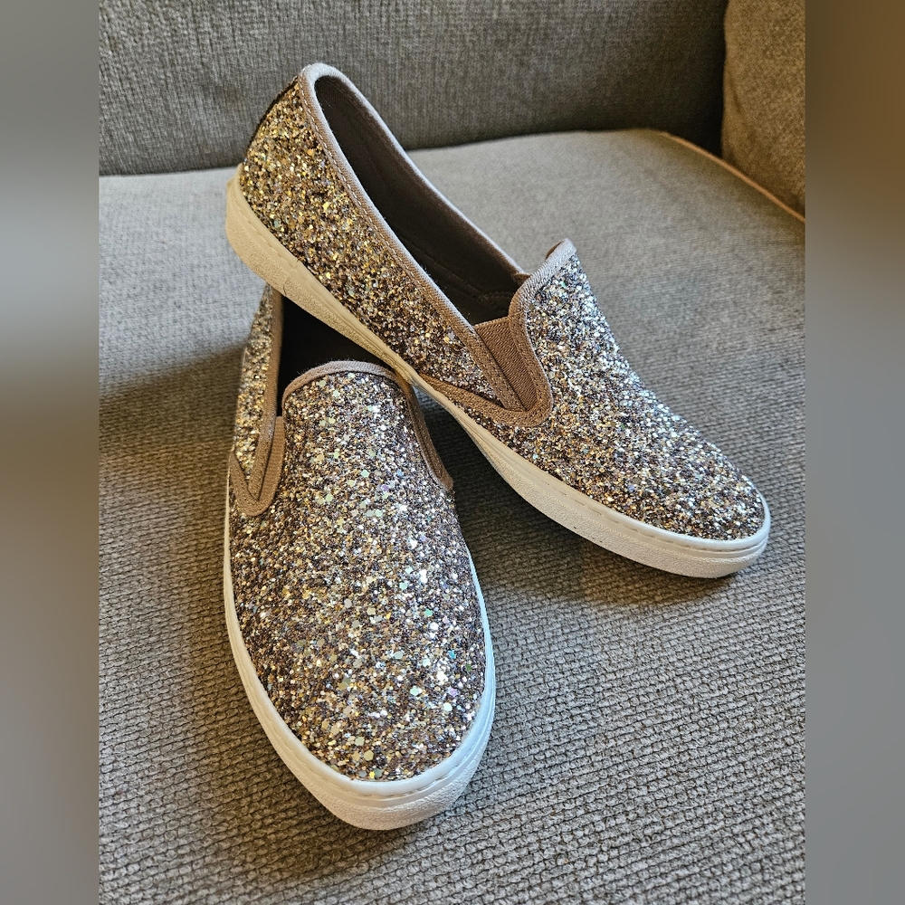 Old Navy gold sparkly slip on sneakers